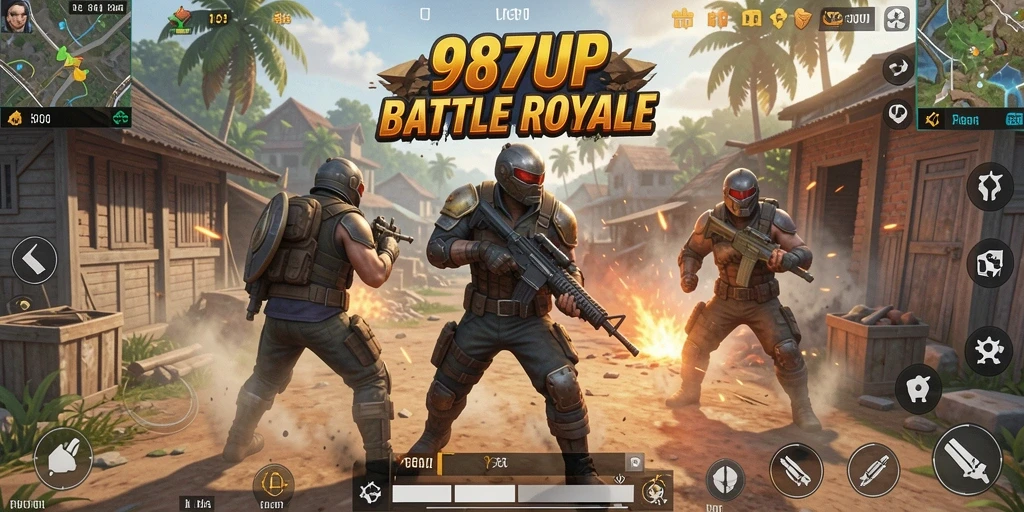 Tampilan gameplay epik dalam 987UP Battle Royale.