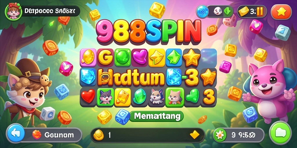 Gameplay seru 988SPIN dengan kombinasi warna-warni.