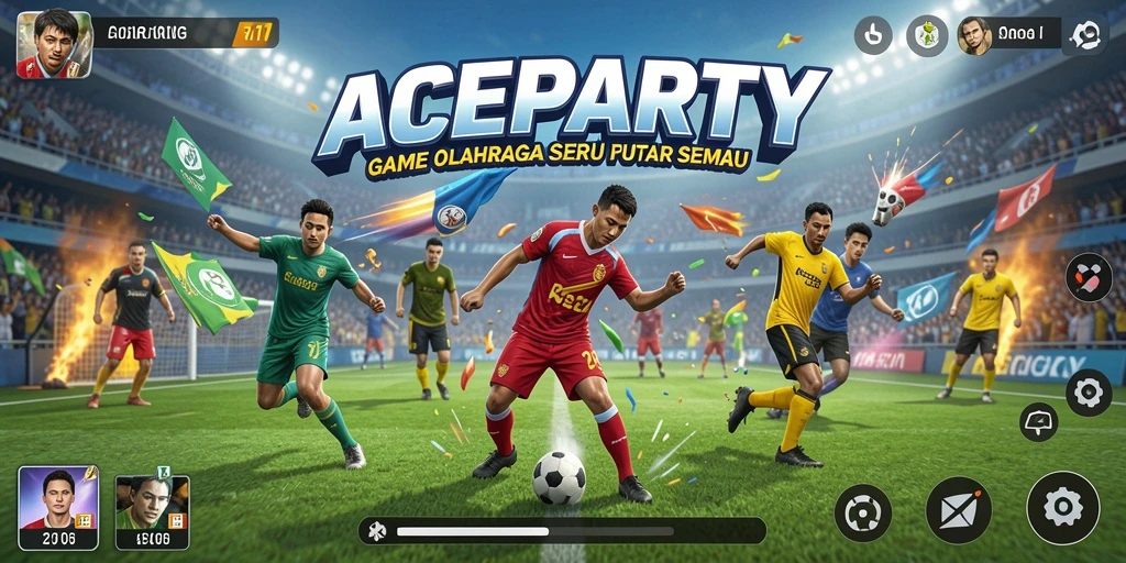 Tampilan gameplay seru di ACEPARTY dengan aksi olahraga mendebarkan.