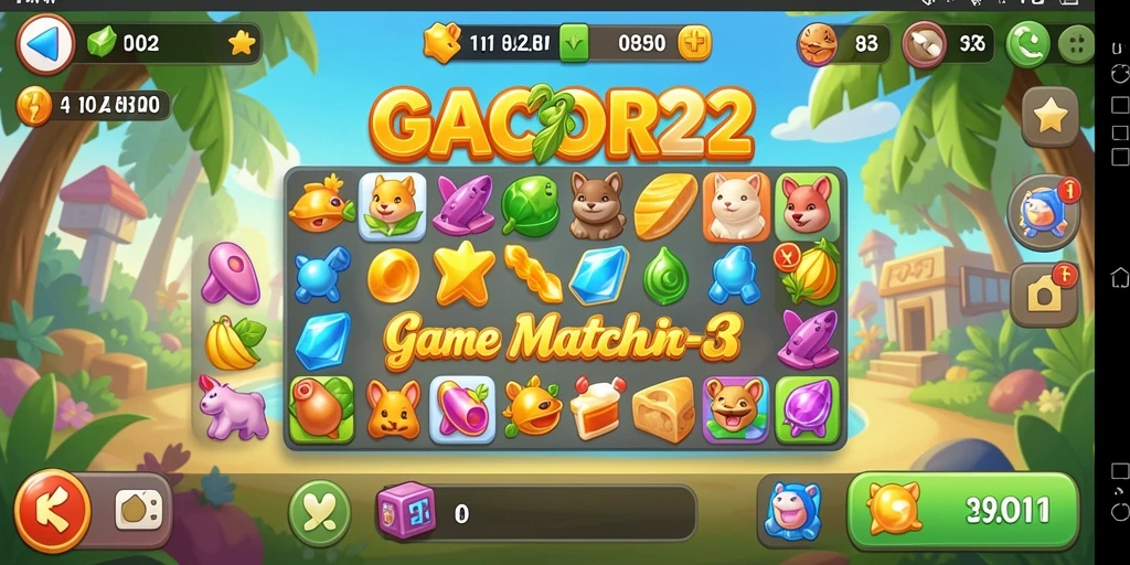 Tampilan gameplay seru GACOR22 saat mencocokkan objek.