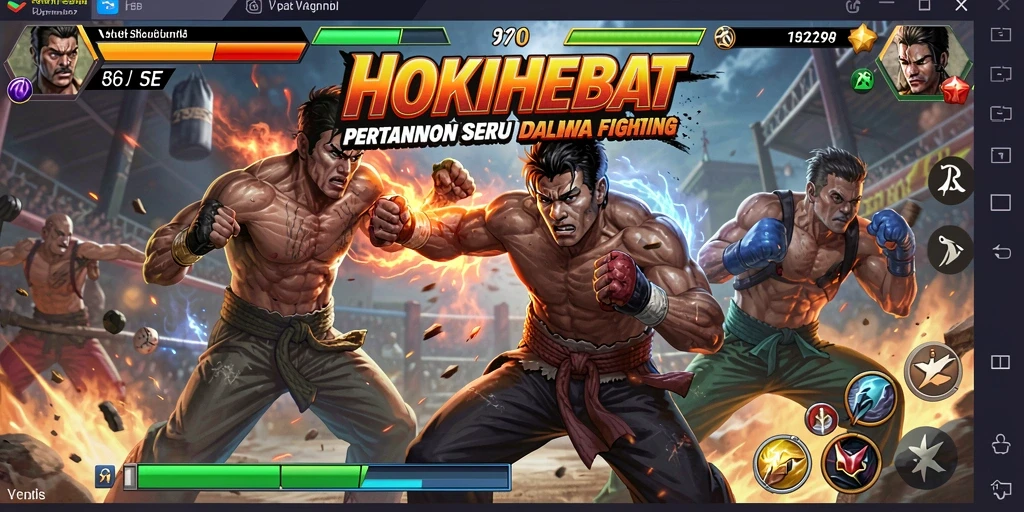 Screenshot gameplay HOKIHEBAT menunjukkan aksi pertarungan yang mendebarkan.