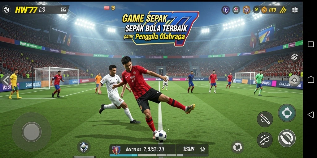 Tampilan gameplay <strong>HW777</strong> yang menakjubkan dalam aksi pertandingan sepak bola.