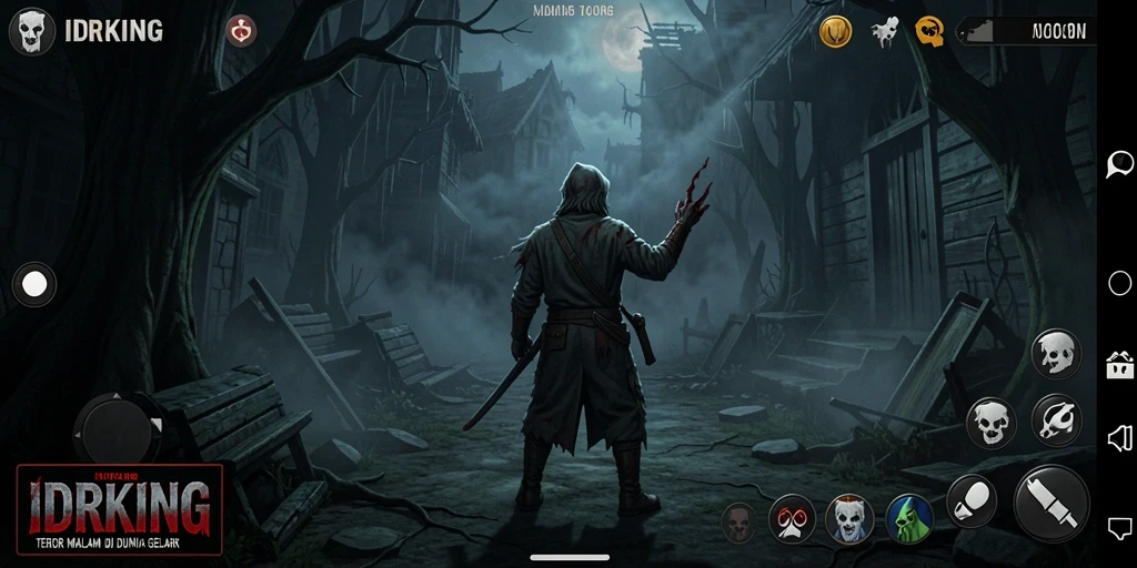 Screenshot gameplay menakutkan dari IDRKING, menghadirkan suasana Horror.