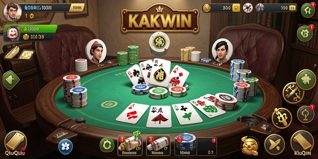Screenshot KAKWIN menampilkan aksi permainan QiuQiu yang seru.