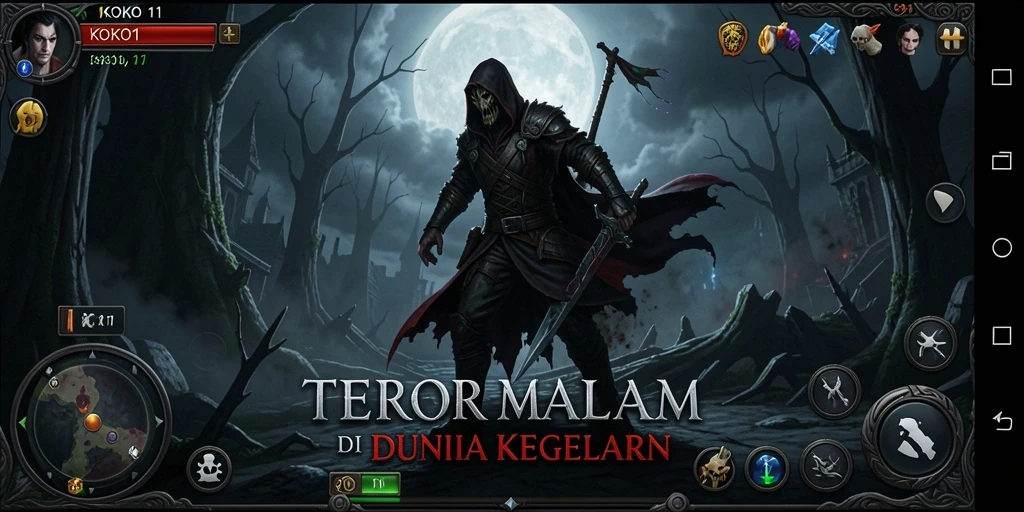 Screenshot gameplay KOKO11 yang menyoroti suasana horor.