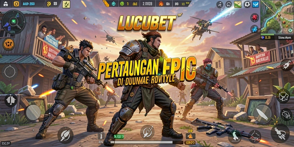 Tampilan aksi seru dalam gameplay Battle Royale LUCUBET.