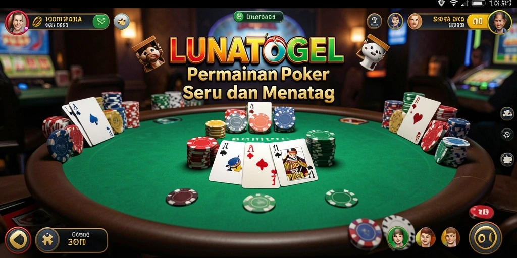 Tampilan gameplay menarik dari LUNATOGEL dalam permainan Poker.