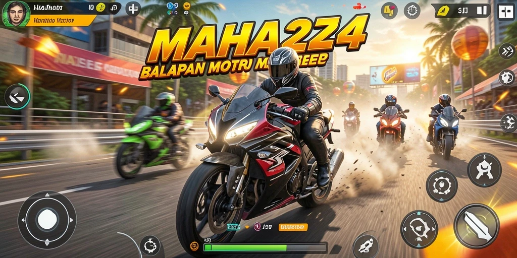 Tampilan memukau dari balapan motor yang mendebarkan.
