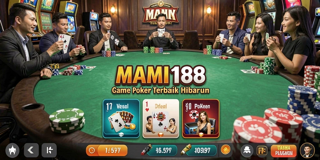 Screenshot gameplay MAMI188 menampilkan suasana meja Poker yang menegangkan.