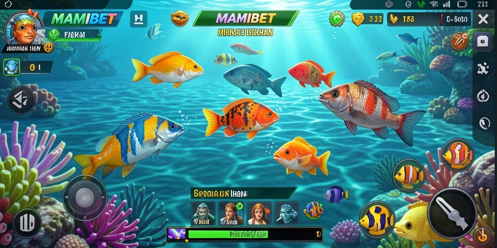 Tangkapan layar gameplay MAMIBET yang menampilkan aksi Tembak Ikan seru.