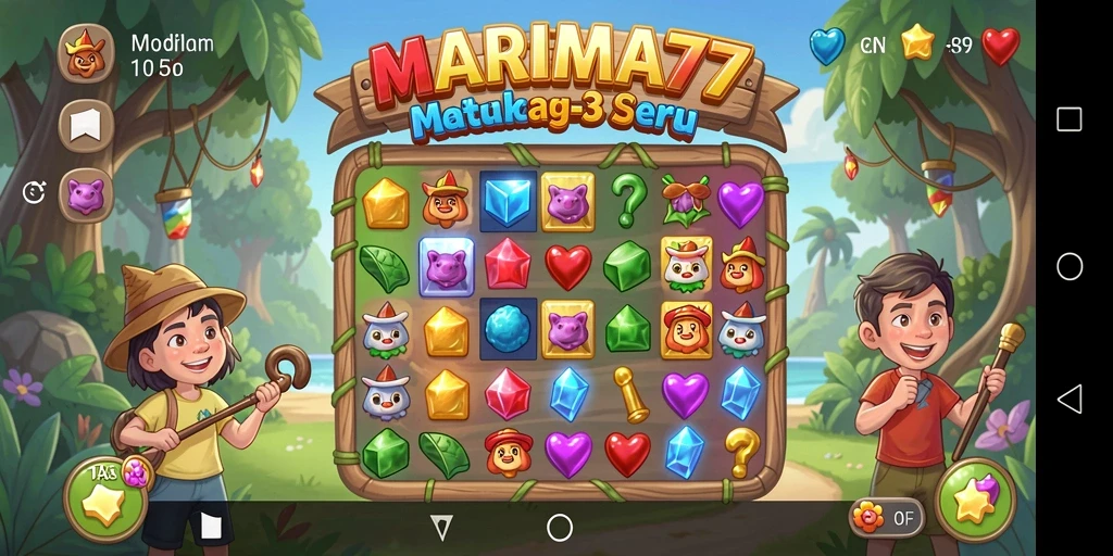 Tampilan menarik dari gameplay Match-3 MARIMA77.