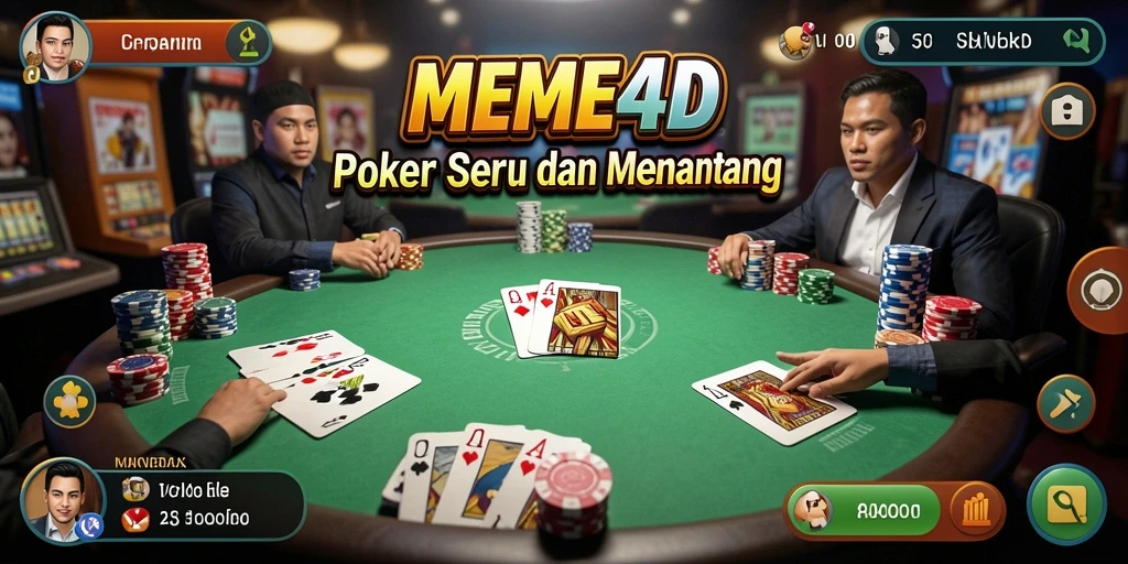 Tampilan gameplay seru dalam aplikasi poker MEME4D.