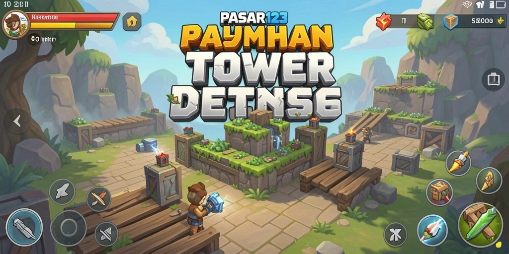 Screenshot PASAR123 menampilkan aksi seru di permainan Tower Defense.