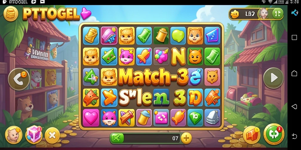 Gameplay seru PTTOGEL dengan objek berwarna-warni.