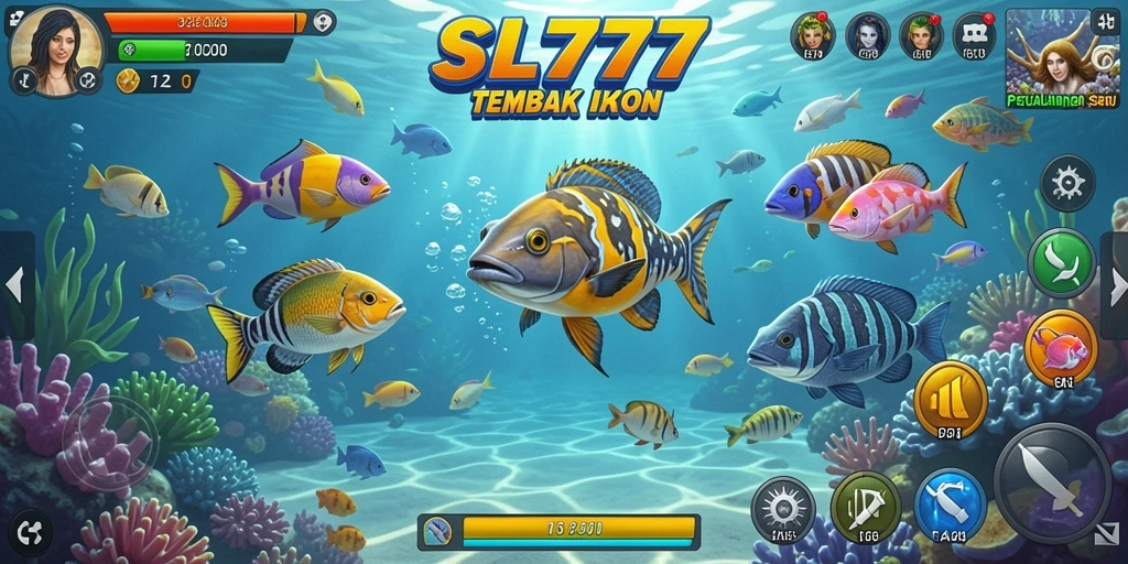 Tampilan gameplay <strong>SL777</strong> yang penuh aksi tembak ikan.